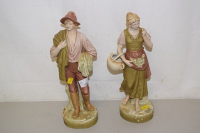 Lot 104 - Pair of Royal Dux figures with Royal Dux...