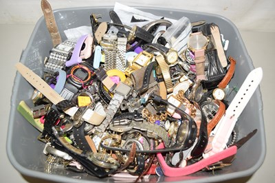 Lot 129 - Large box of wristwatches and cosmetic jewellery