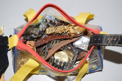 Lot 144 - Bag containing costume jewellery and wristwatches