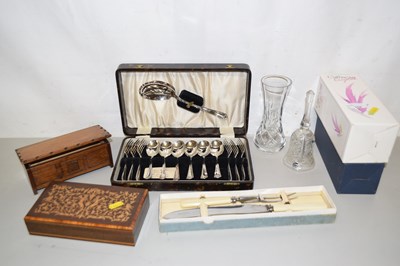 Lot 154 - Quantity of glass wares, cutlery, small boxes,...
