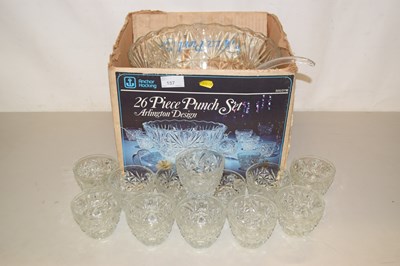 Lot 157 - Large punch bowl with set of glasses,...