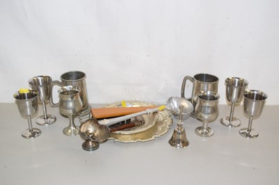 Lot 175 - Collection of pewter tankards and wine goblets
