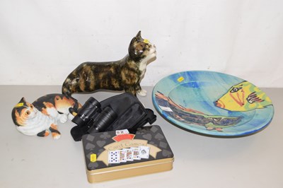 Lot 195 - Large pottery dish decorated with fish, a...