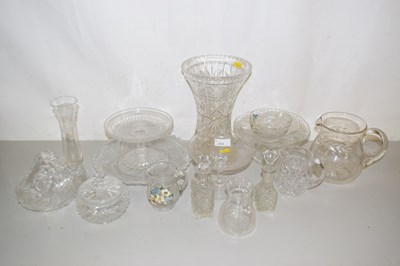 Lot 210 - Quantity of glass wares, large glass trumpet...
