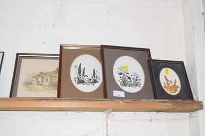 Lot 234 - A group of three floral pictures plus a...