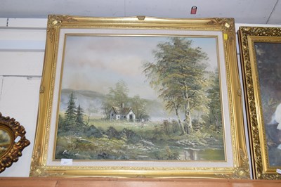 Lot 237 - Modern oil on canvas study of a rural cottage,...