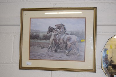 Lot 271 - Wright Barker coloured print of heavy horses