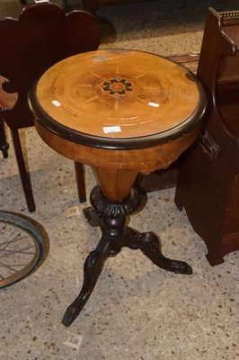 Lot 285 - Victorian walnut and inlaid sewing table with...