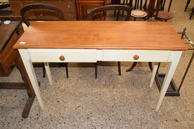 Lot 296 - Modern two drawer side table with painted base