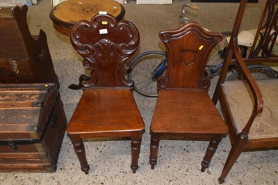 Lot 305 - Two 19th Century mahogany hall chairs of...