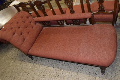 Lot 310 - A Victorian button upholstered chaise longue...