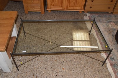 Lot 324 - Modern glass framed coffee table with X formed...