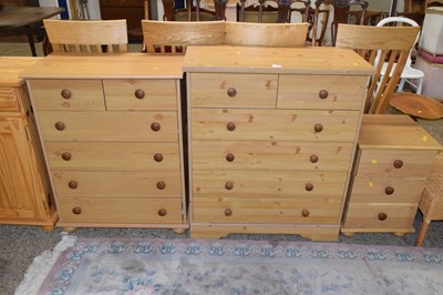 Lot 331 - A modern pine finish six drawer chest together...