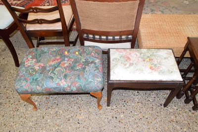 Lot 344 - Two floral upholstered stools