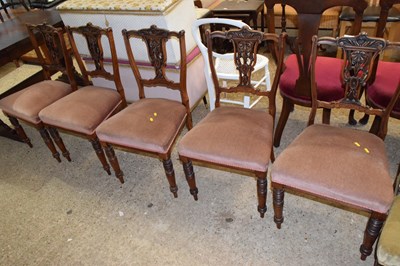 Lot 355 - A set of five late Victorian dining chairs