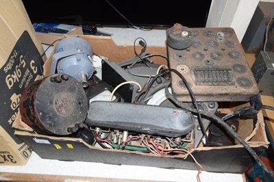 Lot 693 - Box of various amp meters, electrical parts etc