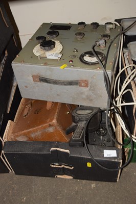 Lot 697 - One box containing large amp meter and other...