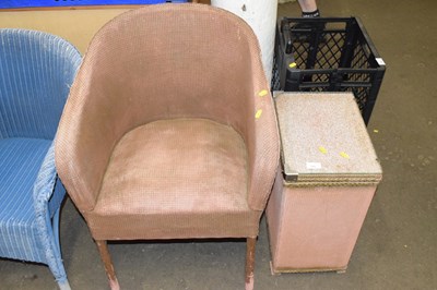 Lot 795 - A Lloyd Loom type chair and matching laundry bin