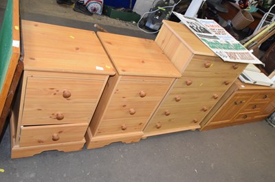 Lot 820 - A pair of pine finish bedside cabinets and a...