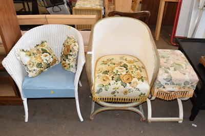 Lot 832 - Two Lloyd Loom type chairs and a matching stool