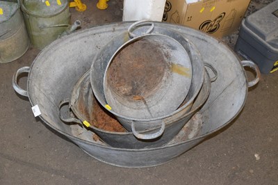 Lot 844 - A group of galvanised bath and three others...