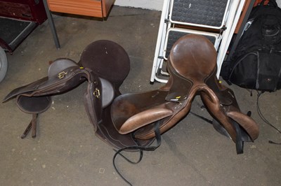 Lot 865 - Two horse riding saddles, one marked Norton...