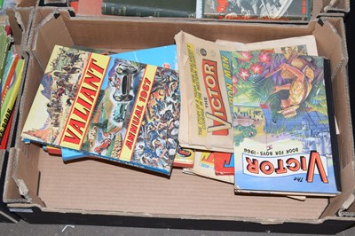 Lot 758 - One box of children's annuals Victor comics etc