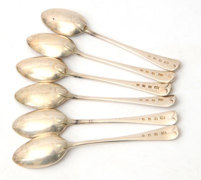 Lot 73 - A set of six George V silver teaspoons,...