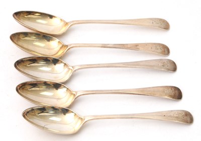 Lot 81 - Five George V silver teaspoons, initialled,...