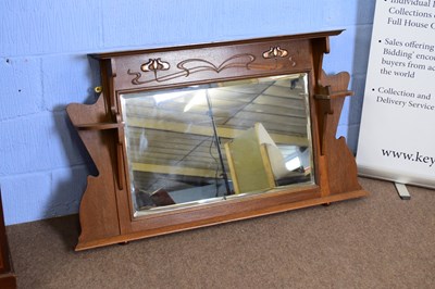 Lot 309 - Late 19th century oak overmantel in the Arts &...