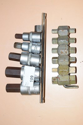 Lot 109 - A group of hex bit sockets together with drain...