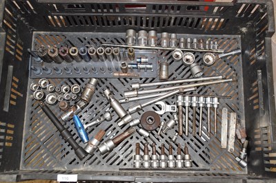 Lot 110 - A box containing various sockets, extension...