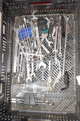 Lot 111 - A crate containing a quantity of spanners to...