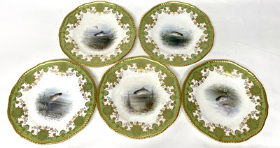 Lot 291 - Five Coalport Plates Painted with Fish by Arthur Perry