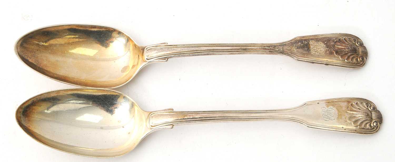 Lot 72 - A pair of Victorian shell and thread pattern...