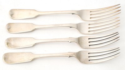 Lot 86 - A group of four Victorian fiddle pattern forks,...