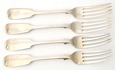 Lot 86 - A group of four Victorian fiddle pattern forks,...