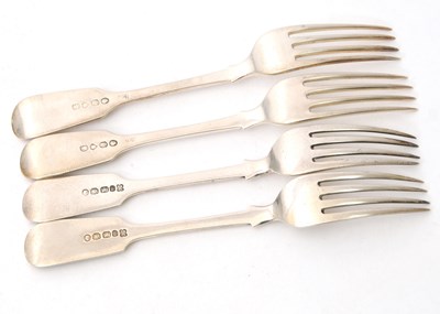 Lot 86 - A group of four Victorian fiddle pattern forks,...