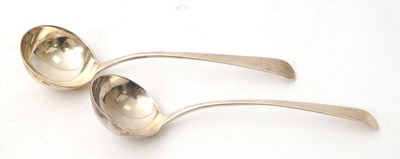 Lot 85 - A pair of George III silver sauce ladles,...
