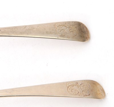 Lot 85 - A pair of George III silver sauce ladles,...