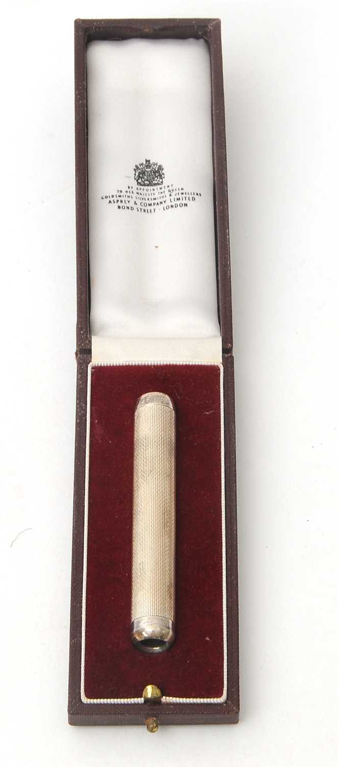 Lot 4 - An Elizabeth II Asprey's silver pocket torch...