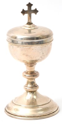 Lot 10 - A white metal Ciborium, the pull-off cover and...