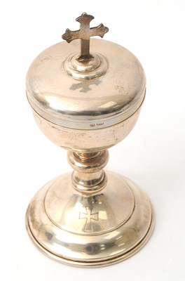 Lot 10 - A white metal Ciborium, the pull-off cover and...