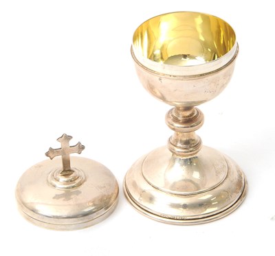 Lot 10 - A white metal Ciborium, the pull-off cover and...