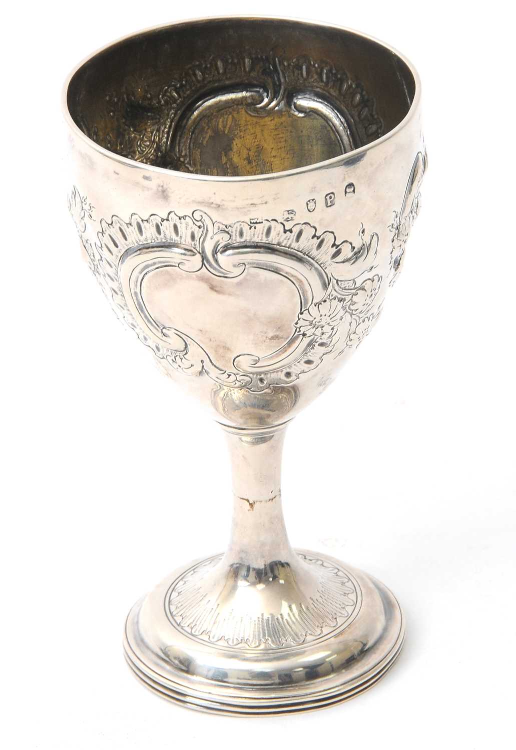 Lot 13 - A George III silver goblet, the body heavily...