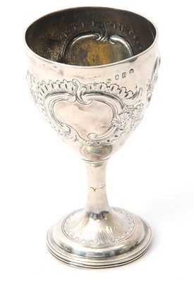 Lot 13 - A George III silver goblet, the body heavily...