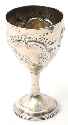 Lot 13 - A George III silver goblet, the body heavily...