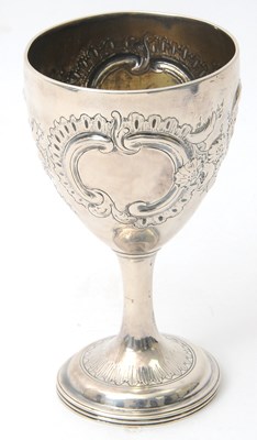 Lot 13 - A George III silver goblet, the body heavily...