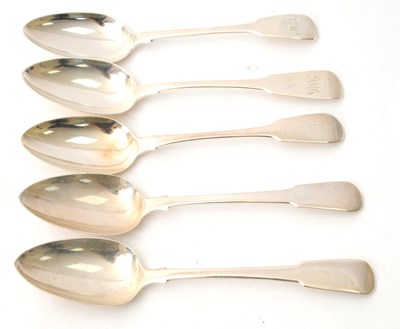 Lot 17 - A group of five Georgian fiddle pattern...