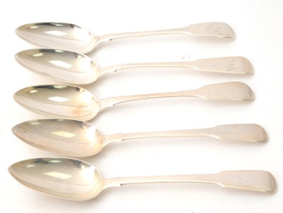 Lot 17 - A group of five Georgian fiddle pattern...